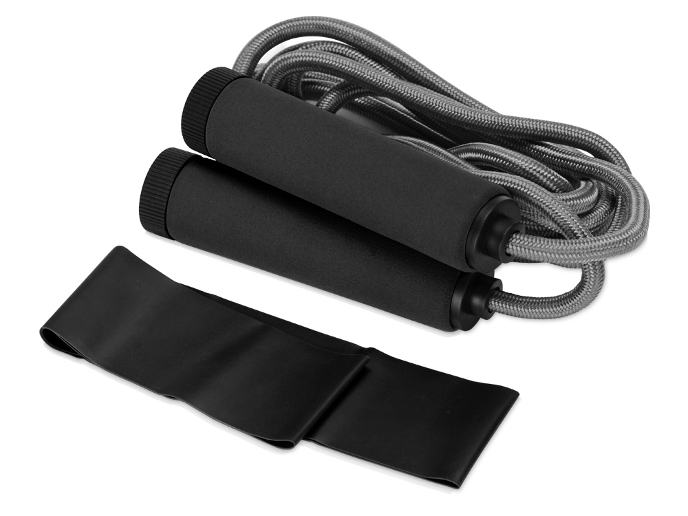 Набор для фитнеса Balance с лентой и скакалками, черный-0