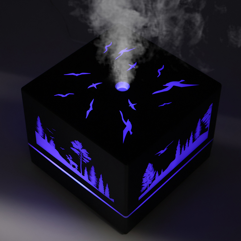 Светодиодный увлажнитель Wisdom с подсветкой гравировки, Черный-6