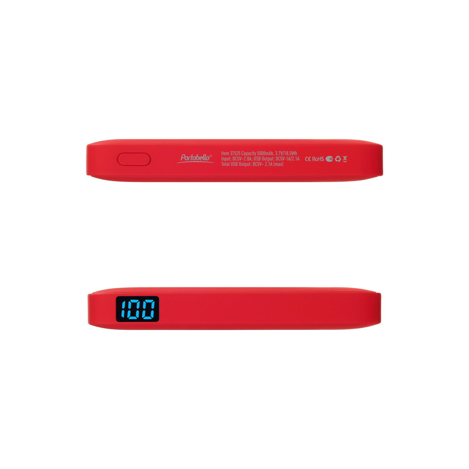 Внешний аккумулятор с подсветкой Анкор (Ancor) 5000 mAh, красный-4
