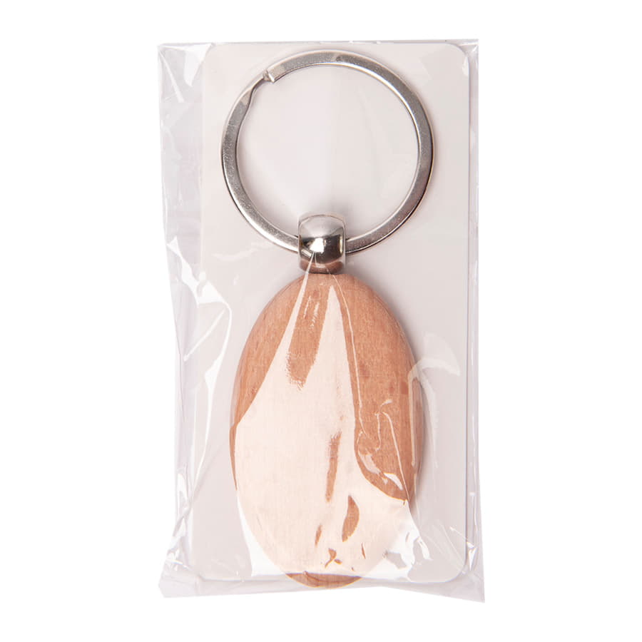 Брелок TIMBER OVAL; 5,2 x 3,2 см; дерево, бежевый-1