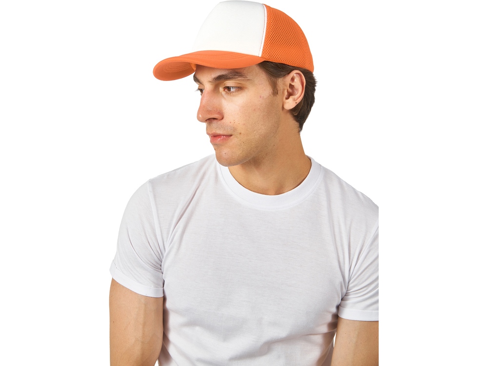 Бейсболка с сеткой Newport, оранжевый/белый-1