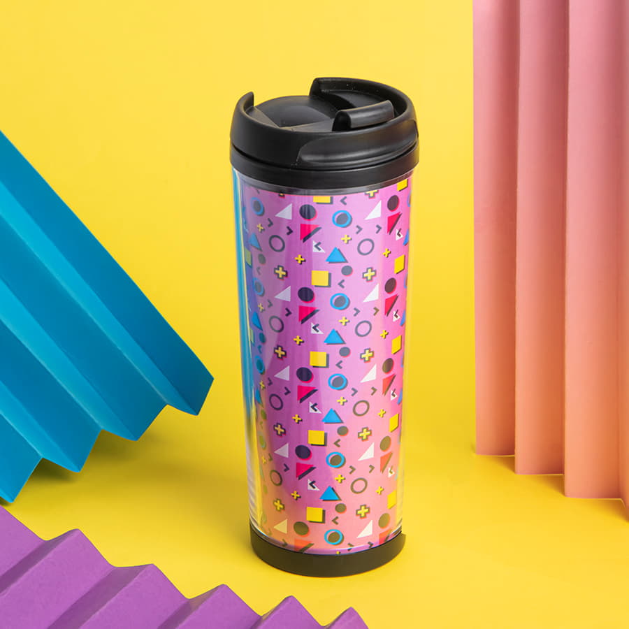 Термокружка PLAN под полиграфическую вставку,  350 мл, прозрачный, черный-4