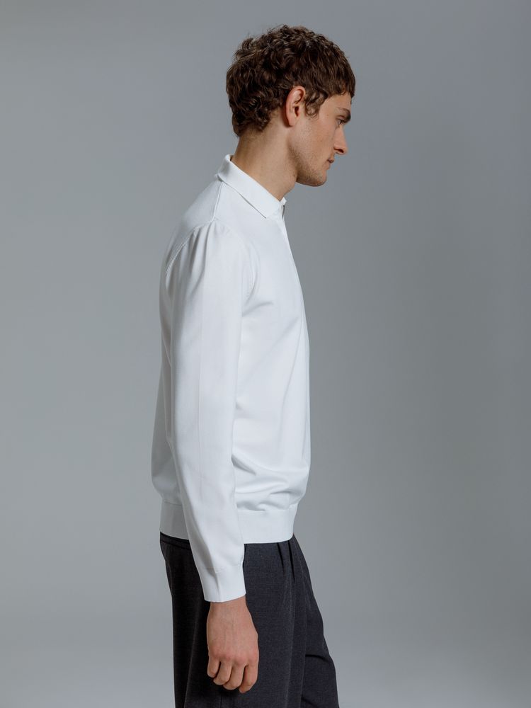 Рубашка поло мужская с длинным рукавом Terrazzo, белая-4