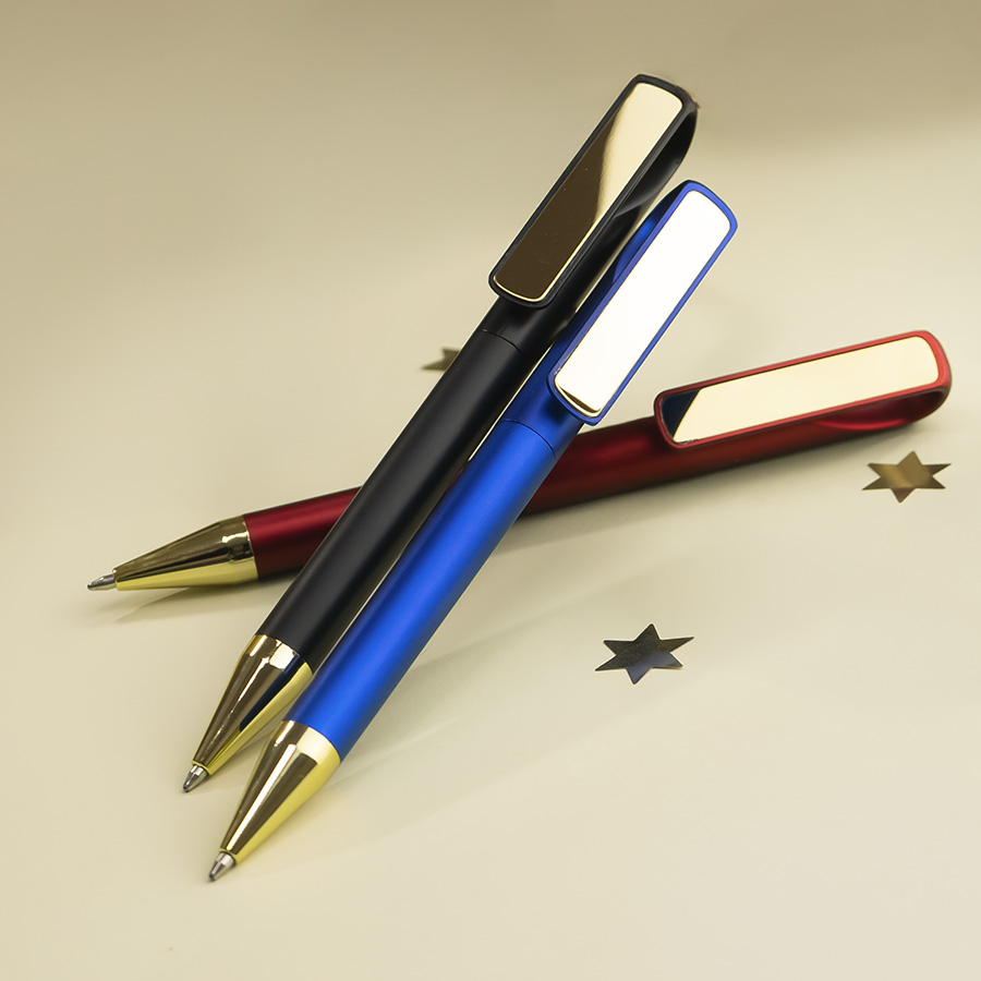 Ручка шариковая GLOSSY GOLD, красный, золотистый-2