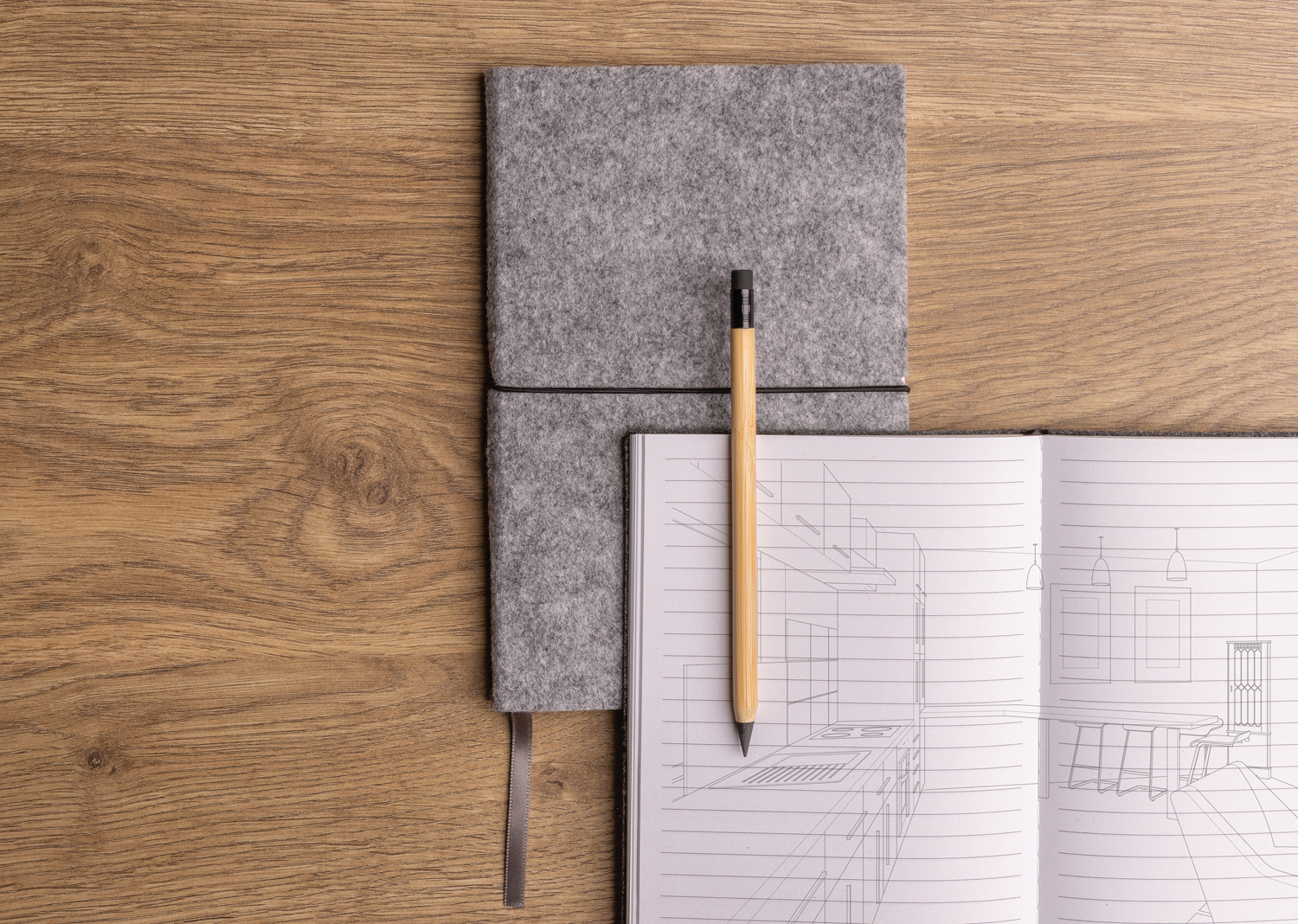 Блокнот в мягкой обложке из переработанного фетра (стандарт GRS), А5-5