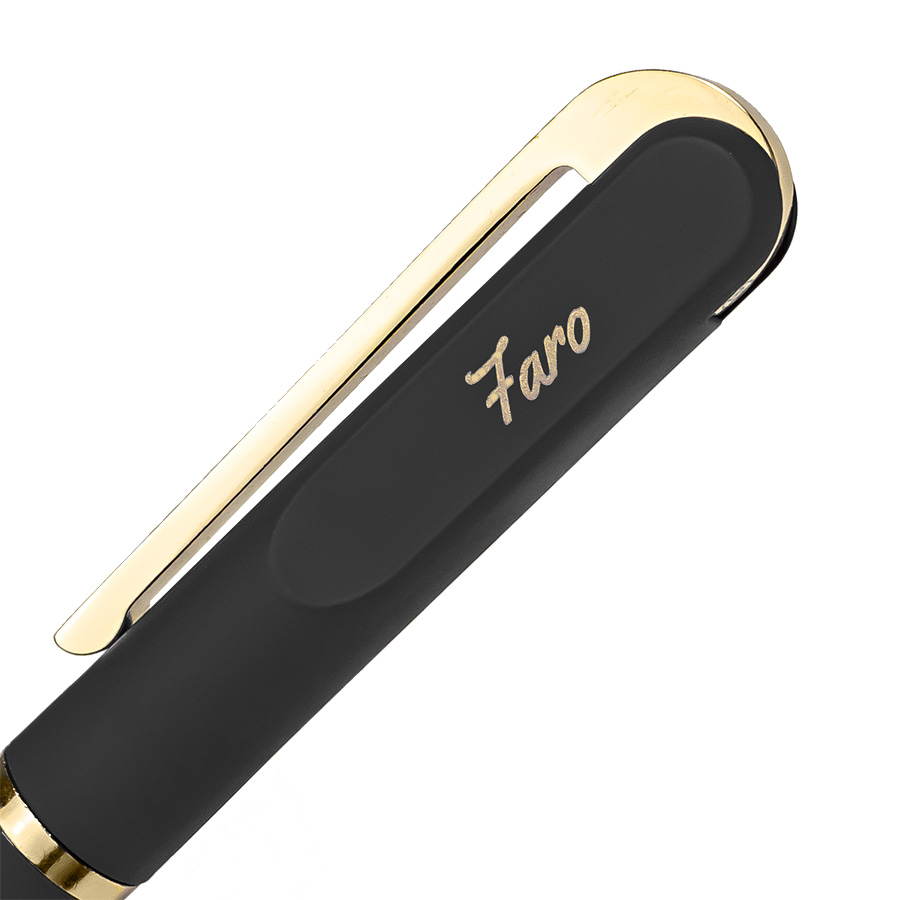 Ручка шариковая FARO, покрытие soft touch, черный, золотистый-6