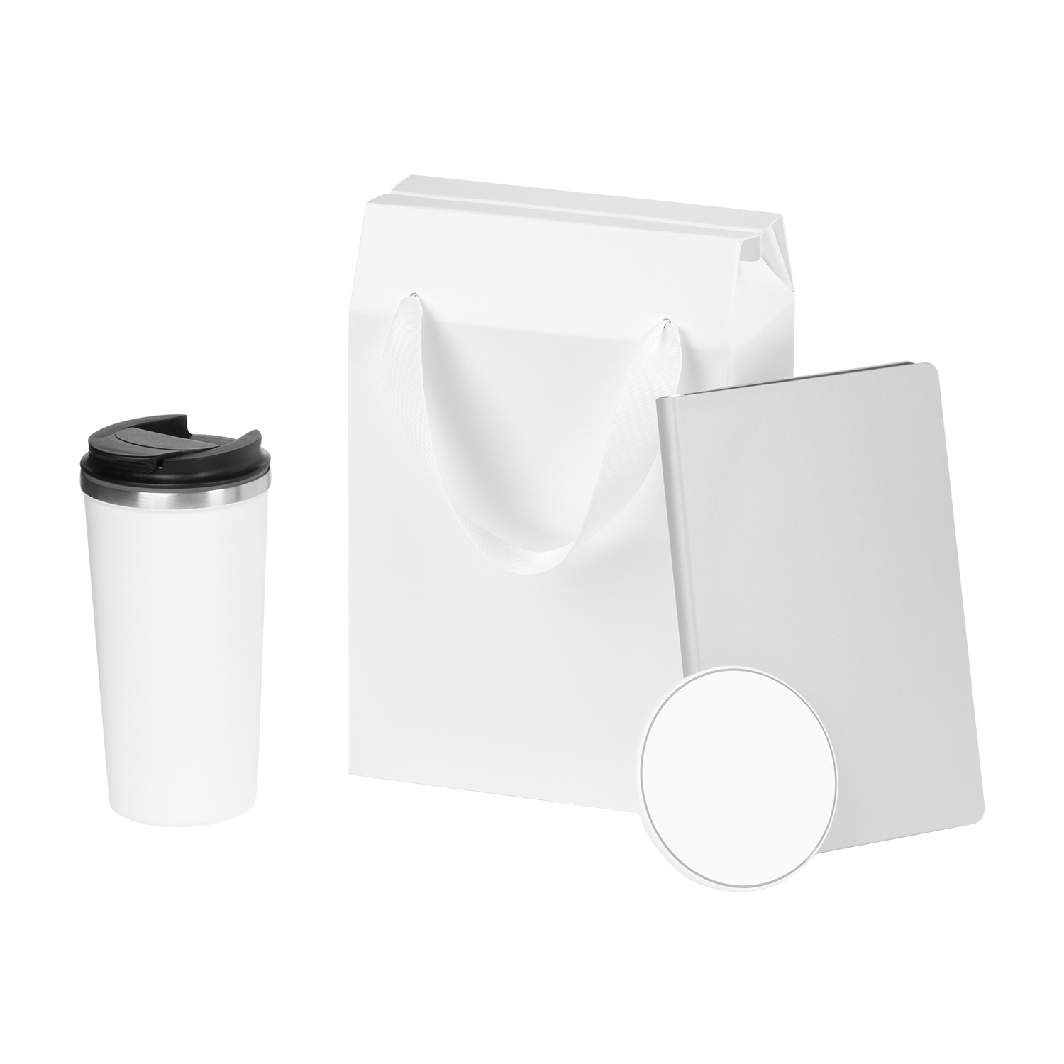 Подарочный набор Palermo, белый (термокружка, ежедневник, зарядное устройство)-0