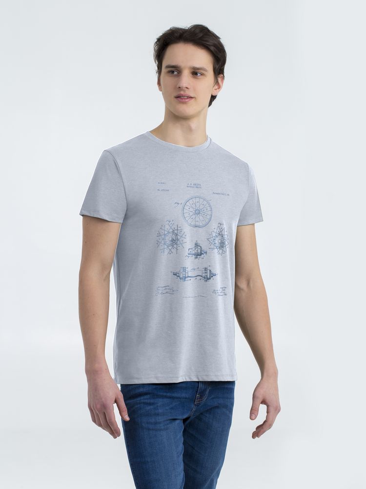 Футболка приталенная Old Patents. Wheel, голубой меланж-1
