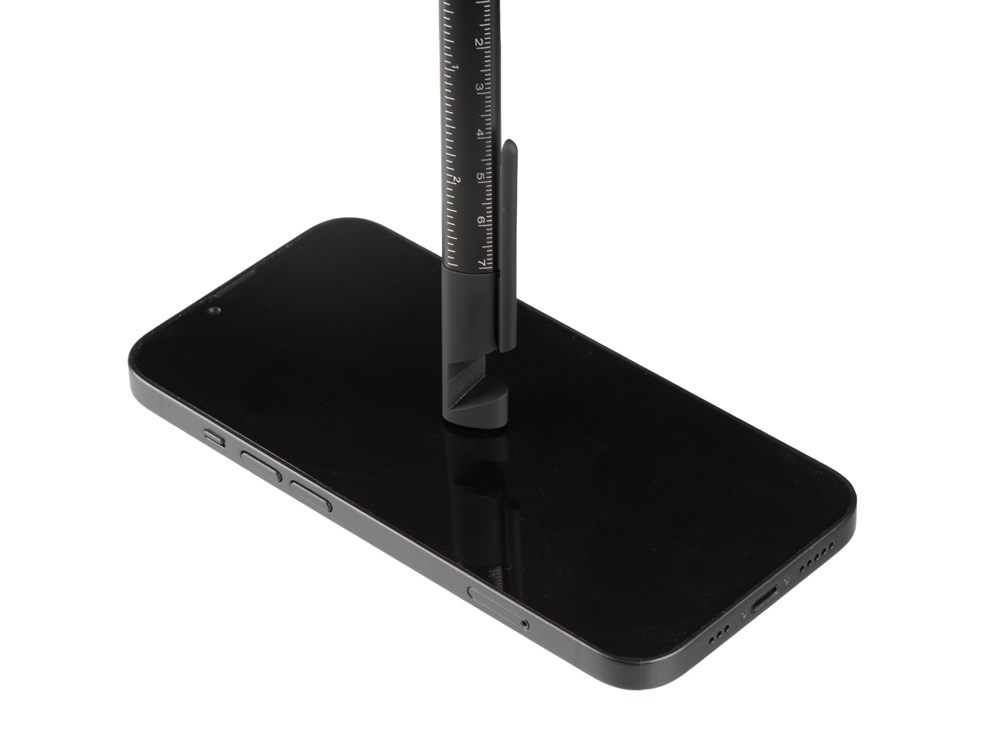 Ручка-стилус металлическая шариковая многофункциональная (6 функций) Multy, черный глянцевый-4