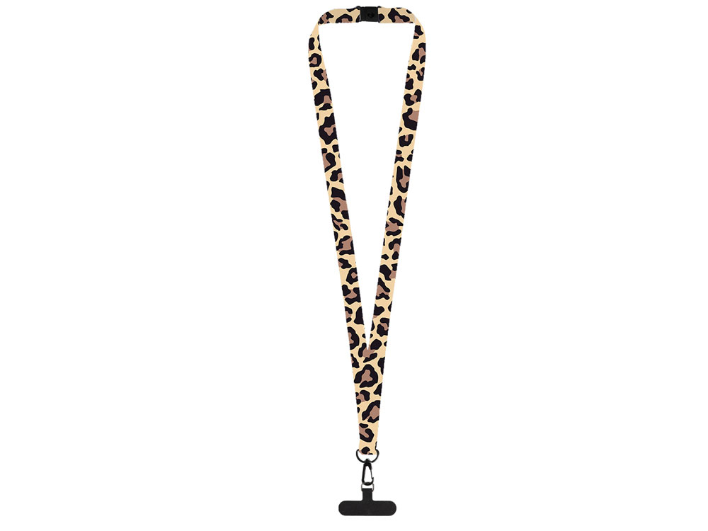 Ланъярд 2 см под сублимацию с трендовым карабином, замком обрыва и узким держателем для телефона из ПЭ, черный-1