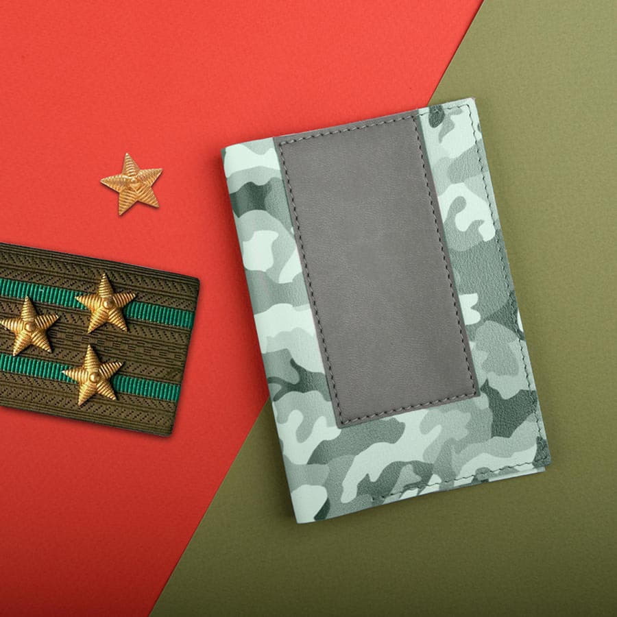 Обложка для паспорта MILITARY, серый, белый-3