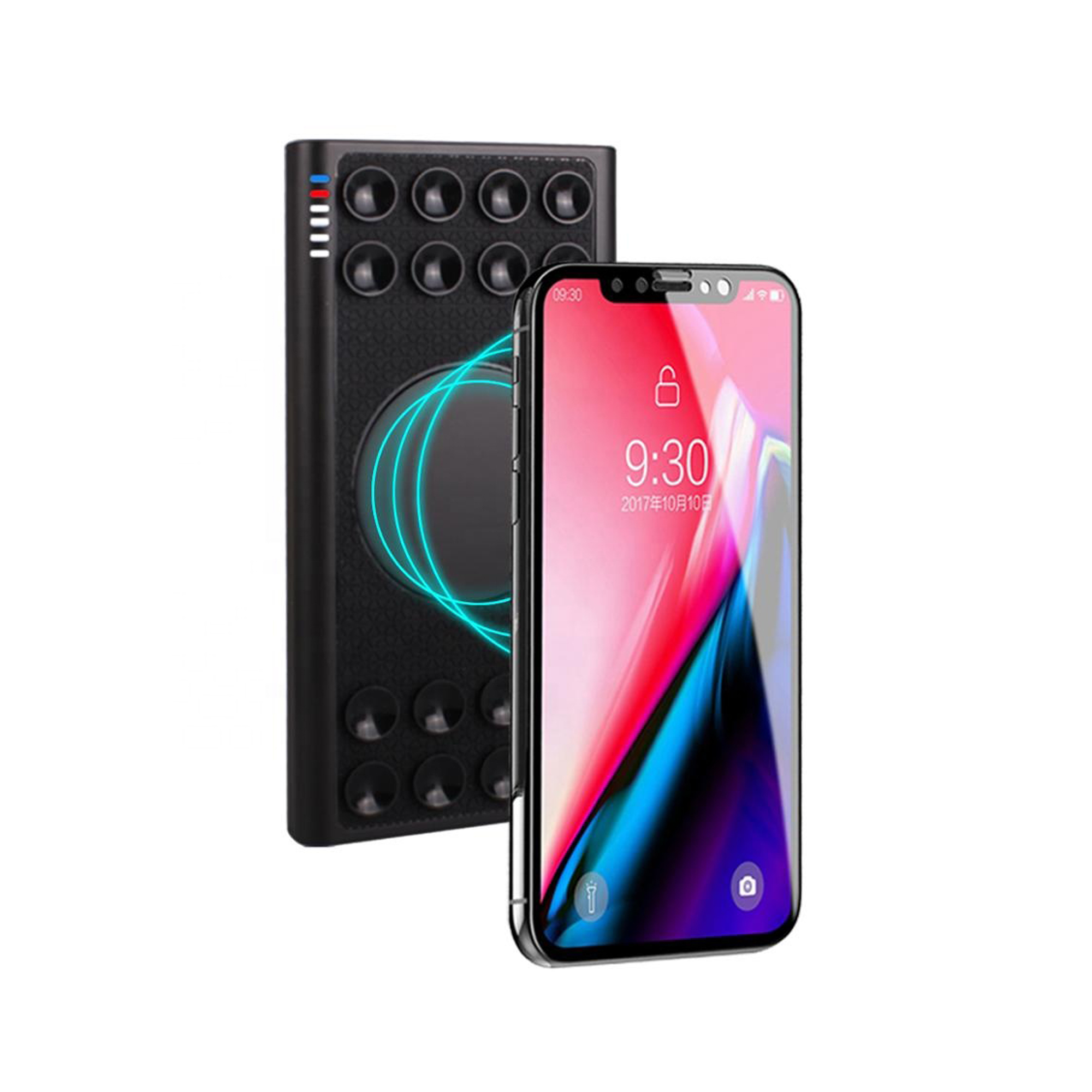 Беспроводное зарядное устройство "Eight SOFTTOUCH", 8000 mAh, с подсветкой логотипа и подставкой-2