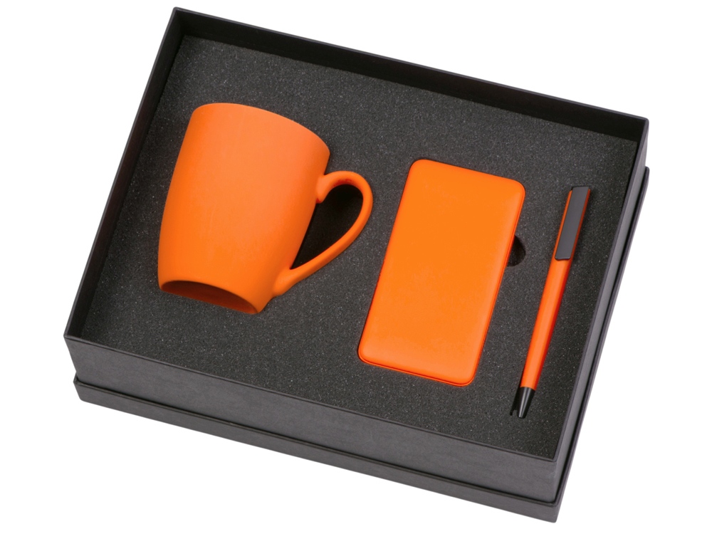 Подарочный набор c кружкой, пластиковой ручкой и повербанком С1, 5000 mAh, оранжевый-1
