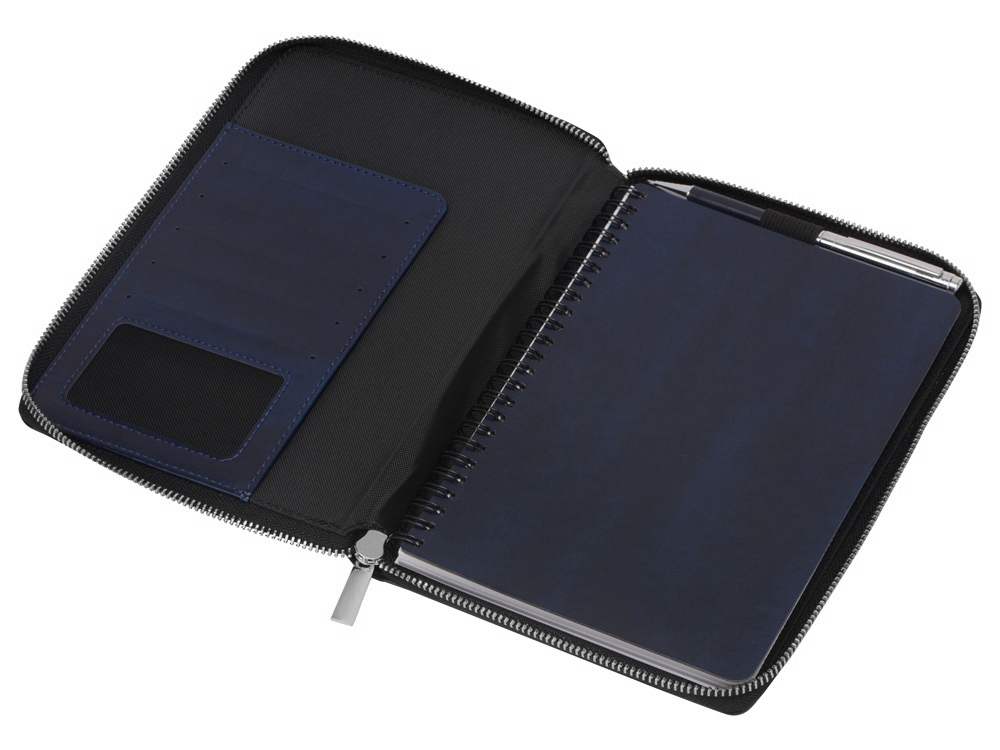 Бизнес-блокнот на молнии А5 Fabrizio, 80 листов, темно-синий-2