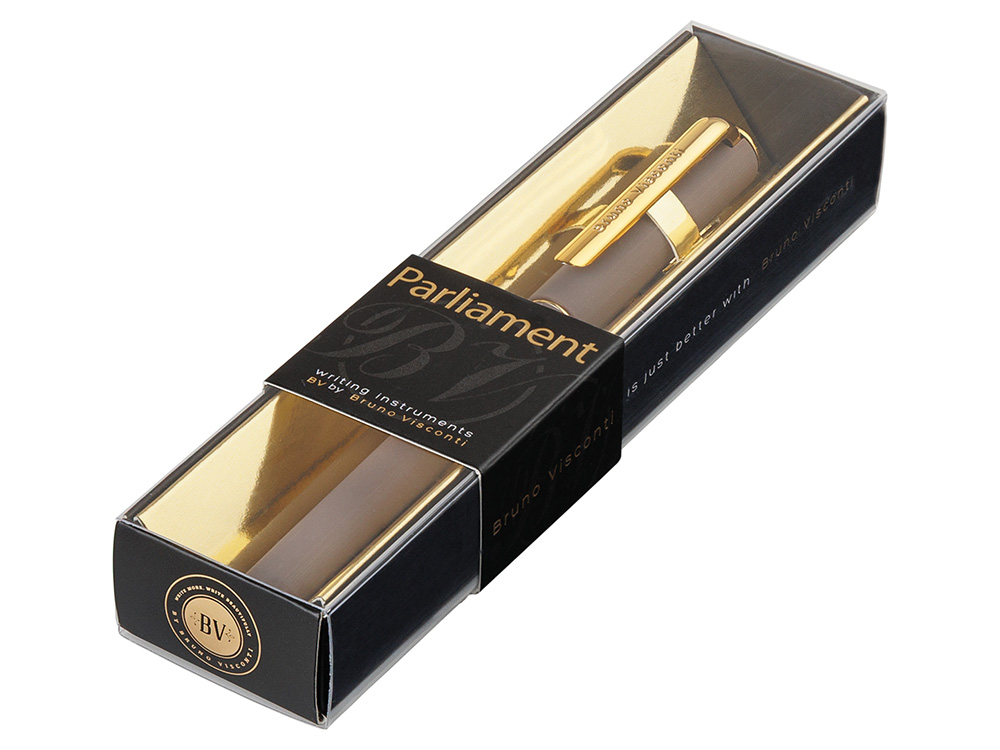 Ручка пластиковая шариковая Parliament, 0,7 мм, синие чернила, серый/золотистый-3