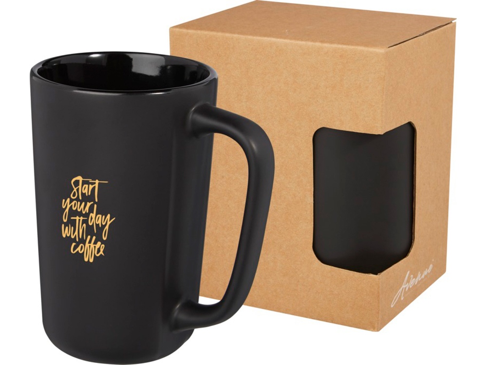 Керамическая кружка Perk объемом 480 мл, черный-5