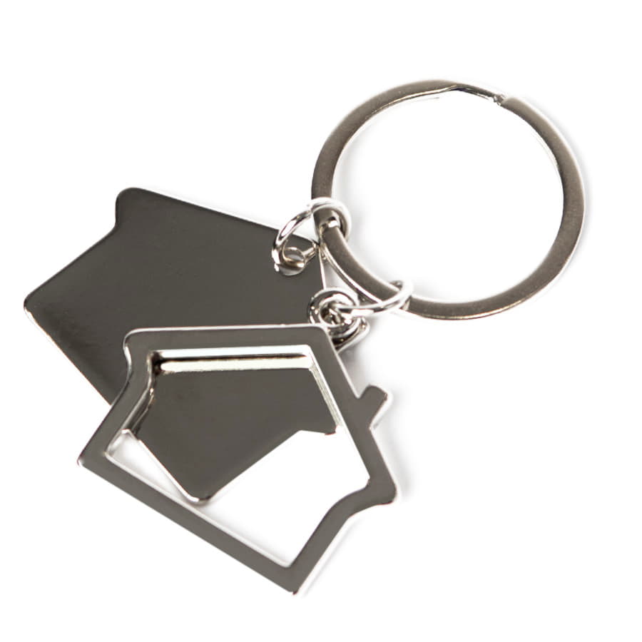 Брелок  "Домики", серебристый-1