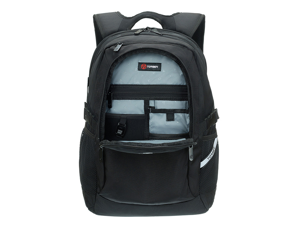 Рюкзак TORBER МЕГАПОЛИС с отделением для ноутбука 16, чёрный, полиэстер, 47 х 34 x 28 см-4