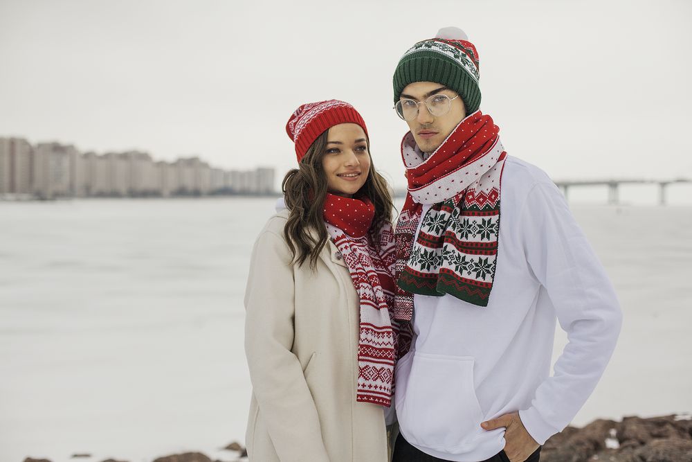 Шарф Happy View, красный с зеленым-3