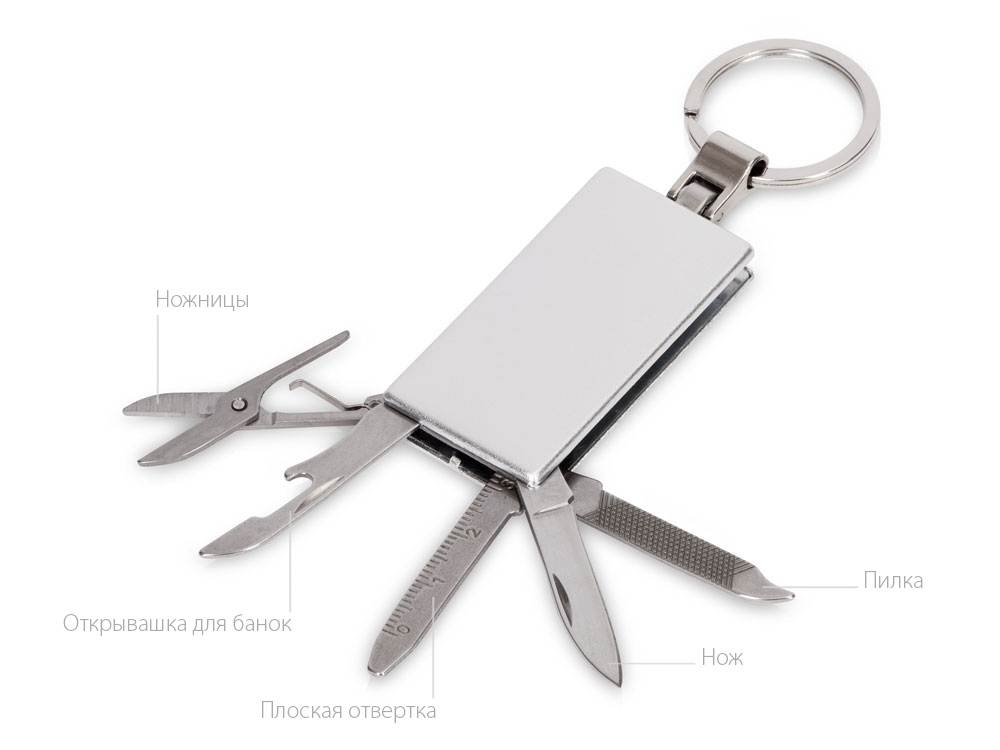 Мультитул-брелок 5-в-1 Badge, серебристый-1