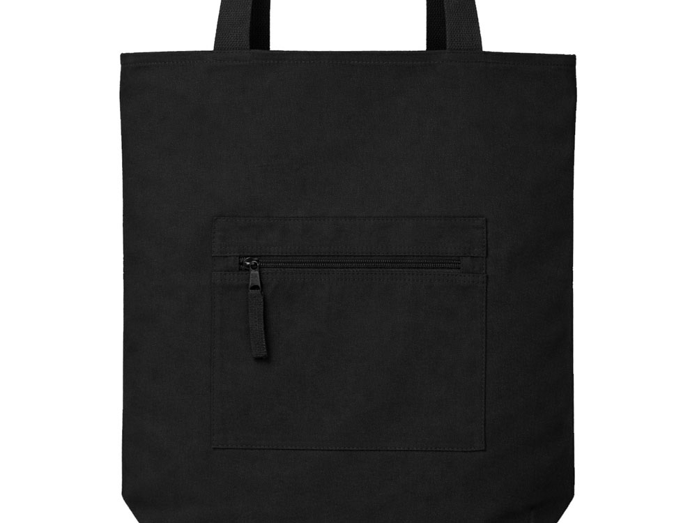 Сумка на молнии Zipper  Neo из хлопка 280 г c карманом на молнии спереди, черный-5