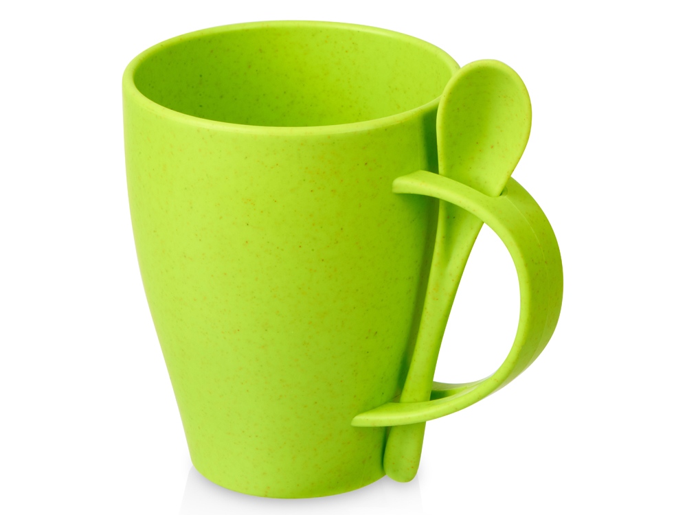 Пшеничная кружка Nina с ложкой, 300ml зеленое яблоко 375C-0