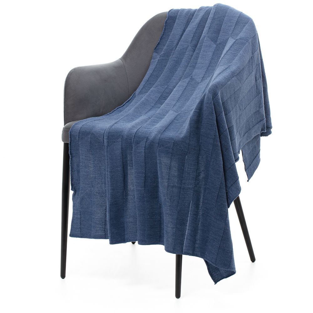 Плед Rombus, синий меланж (джинс)-0