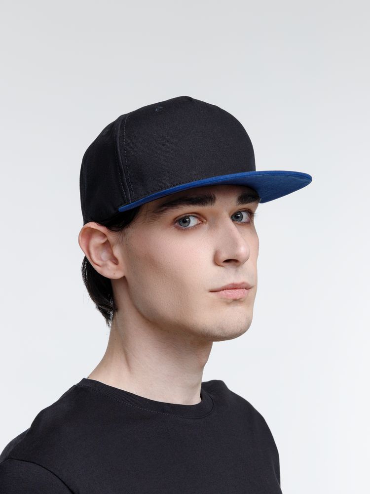 Бейсболка Foreside с прямым козырьком, черная с синим-2