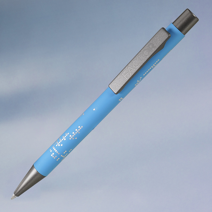 Ручка шариковая FACTOR, голубой, серый-3