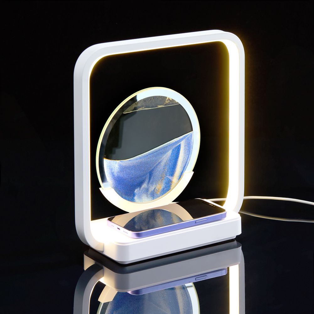 Интерьерный светильник с беспроводной зарядкой Sandflow, белый-5