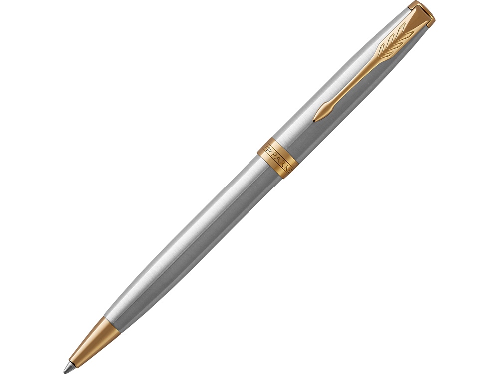 Ручка шариковая Parker Sonnet Core Stainless Steel GT, серебристый/золотистый-0