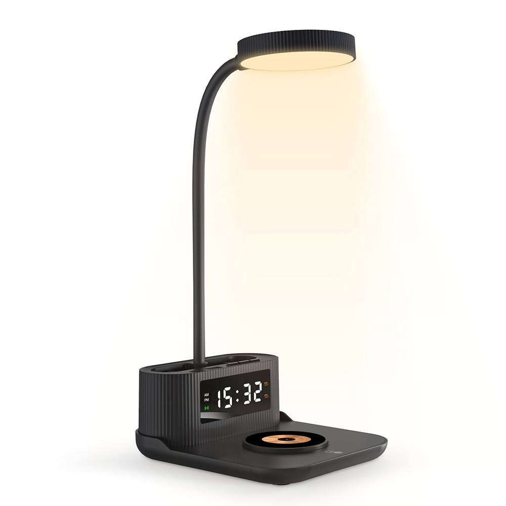 Лампа-органайзер Crolly c беспроводной зарядкой 15W, Черный-7