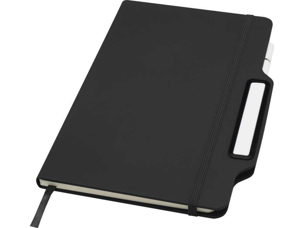 Nexus блокнот формата А5 в твердой обложке с ручкой и карандашом - сплошной черный-0