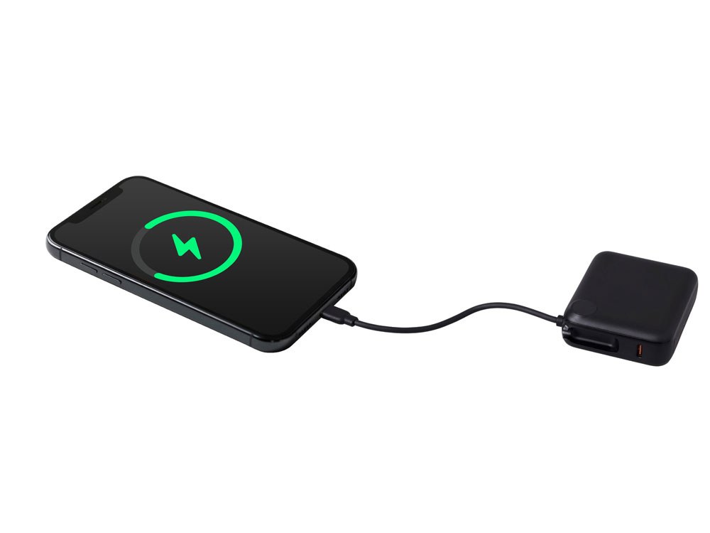 Внешний аккумулятор со встроенным кабелем Liri, QC/PD, 10000 мАч, черный-8