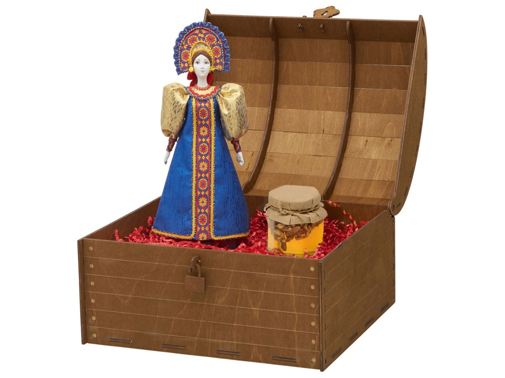 Подарочный набор: кукла фарфоровая, мед, синий-4