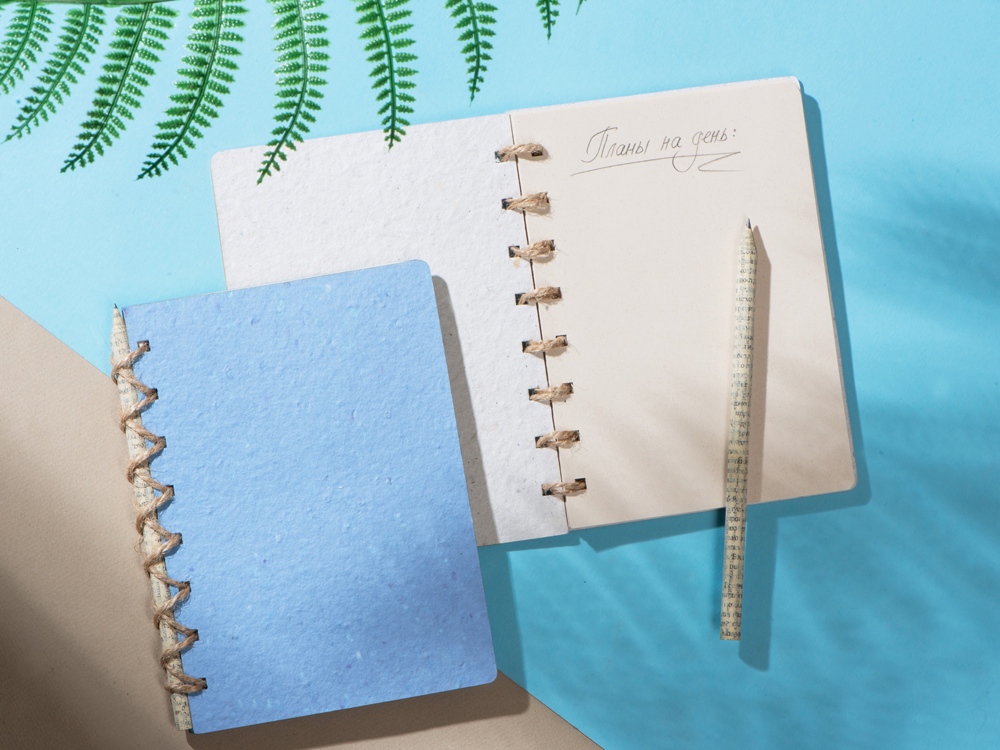 Живой блокнот с семенами цветов, А6, синий-8