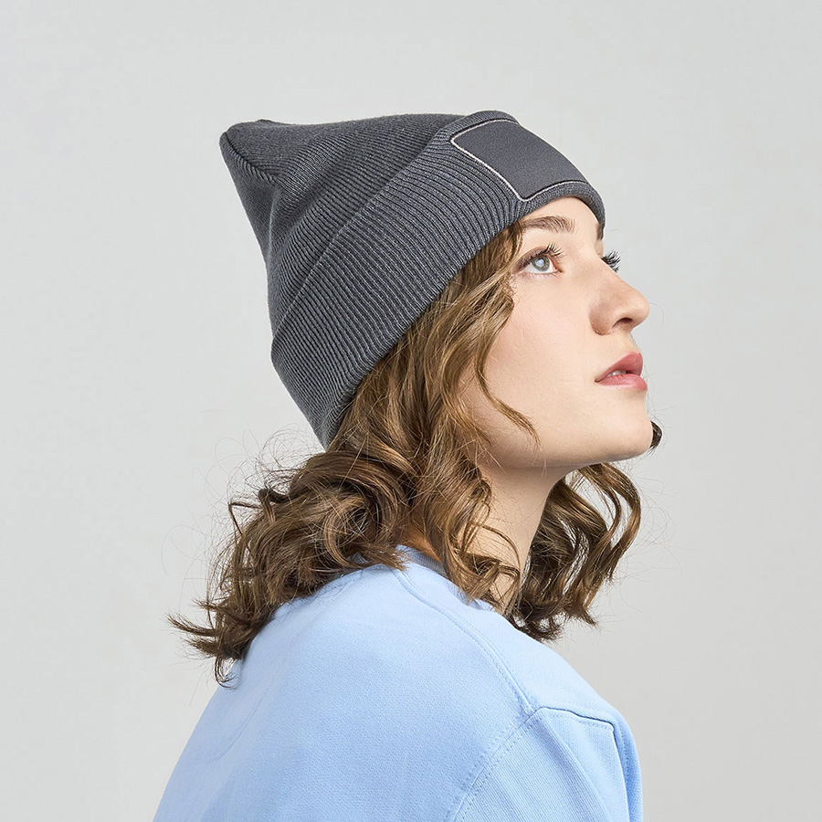 Шапка вязаная  двойная Wind-S с патчем, ярко-синий-2