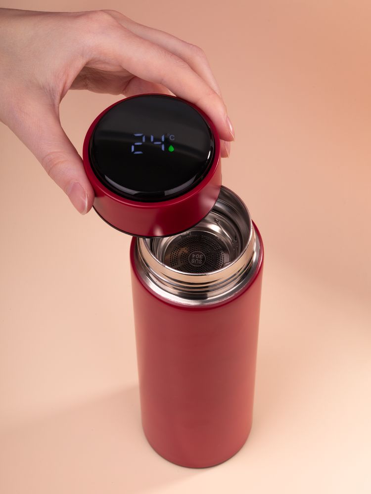 Смарт-бутылка с заменяемой батарейкой Long Therm, красная-5