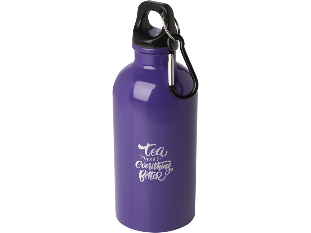 Одностенная бутылка для воды с карабином Oregon, изготовленная из нержавеющей стали, сертифицированной по стандарту RCS, объемом 400 мл - Пурпурный-3