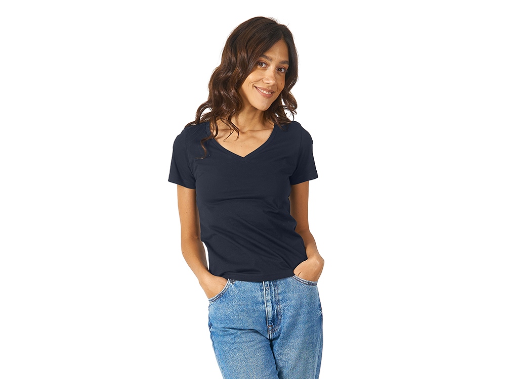 Футболка Heavy Super Club женская с V-образным вырезом, темно-синий-1