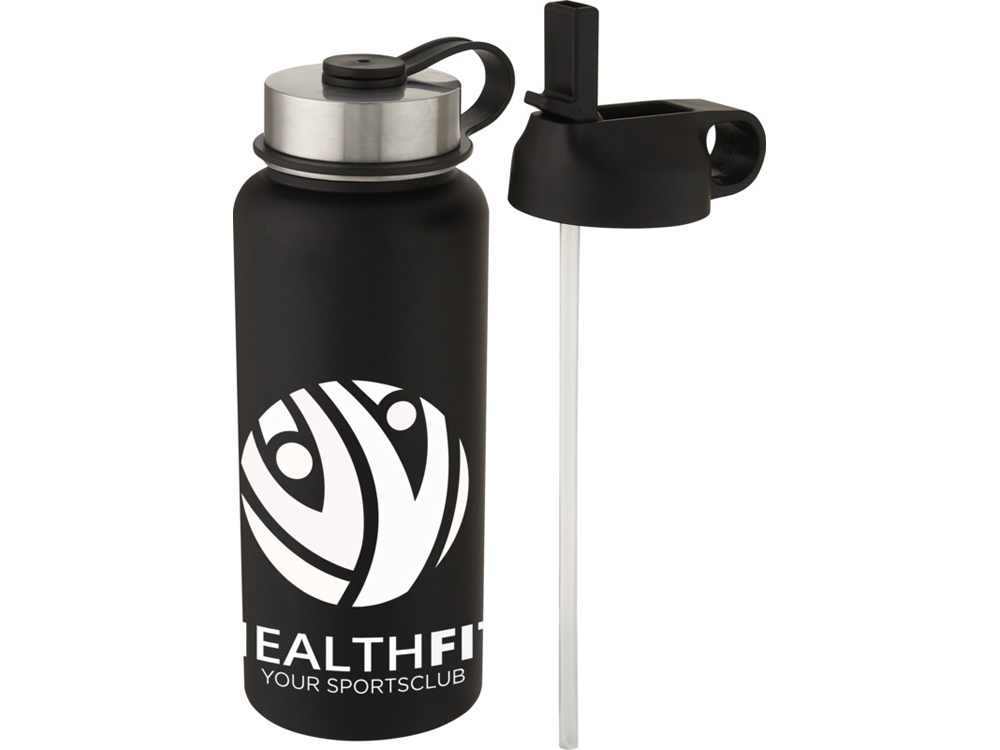 Supra медная спортивная бутылка объемом 1 л с вакуумной изоляцией и 2 крышками, черный-5