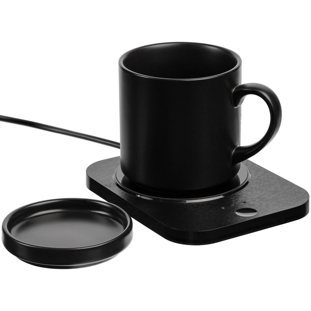 Кружка с подогревом и беспроводной зарядкой dualBase plus, черная-2