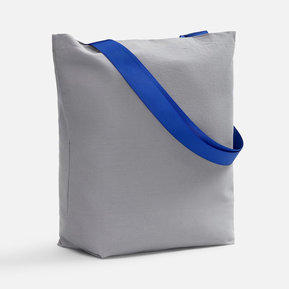 Шопер B5, серый с широкими синими ручками-1