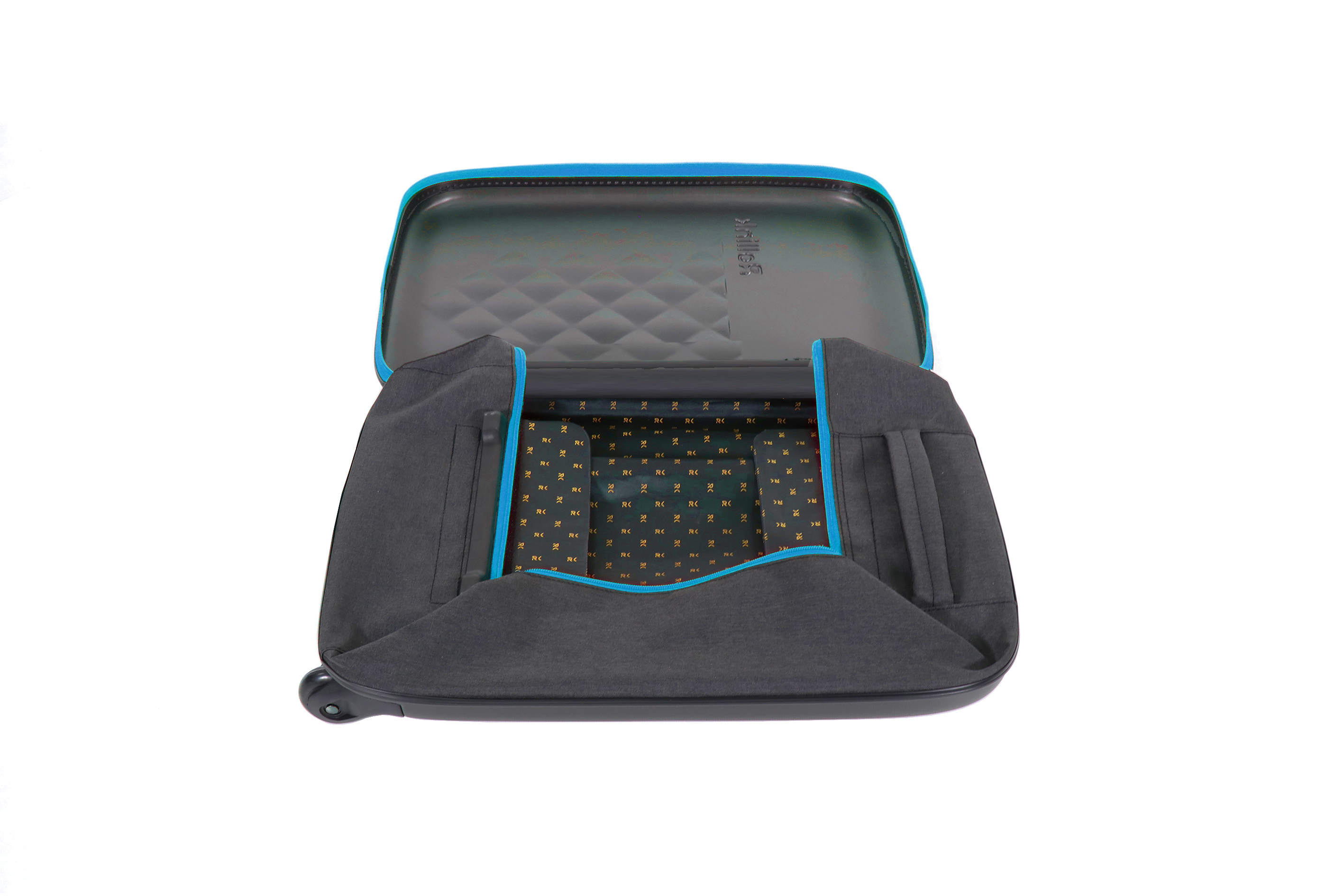 Чемодан складной Rollink Earth 55x40x20 см, 2 колеса, черный/синий-9