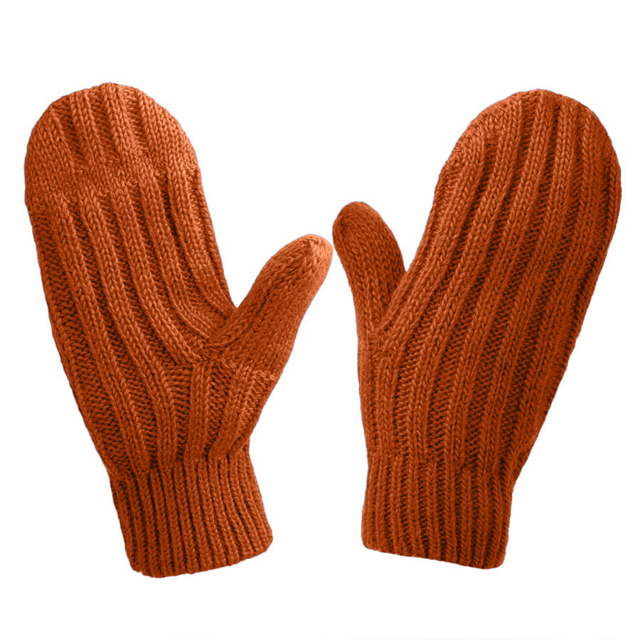 Варежки вязаные НАСВЯЗИ© шерсть/акрил, оранжевый-1