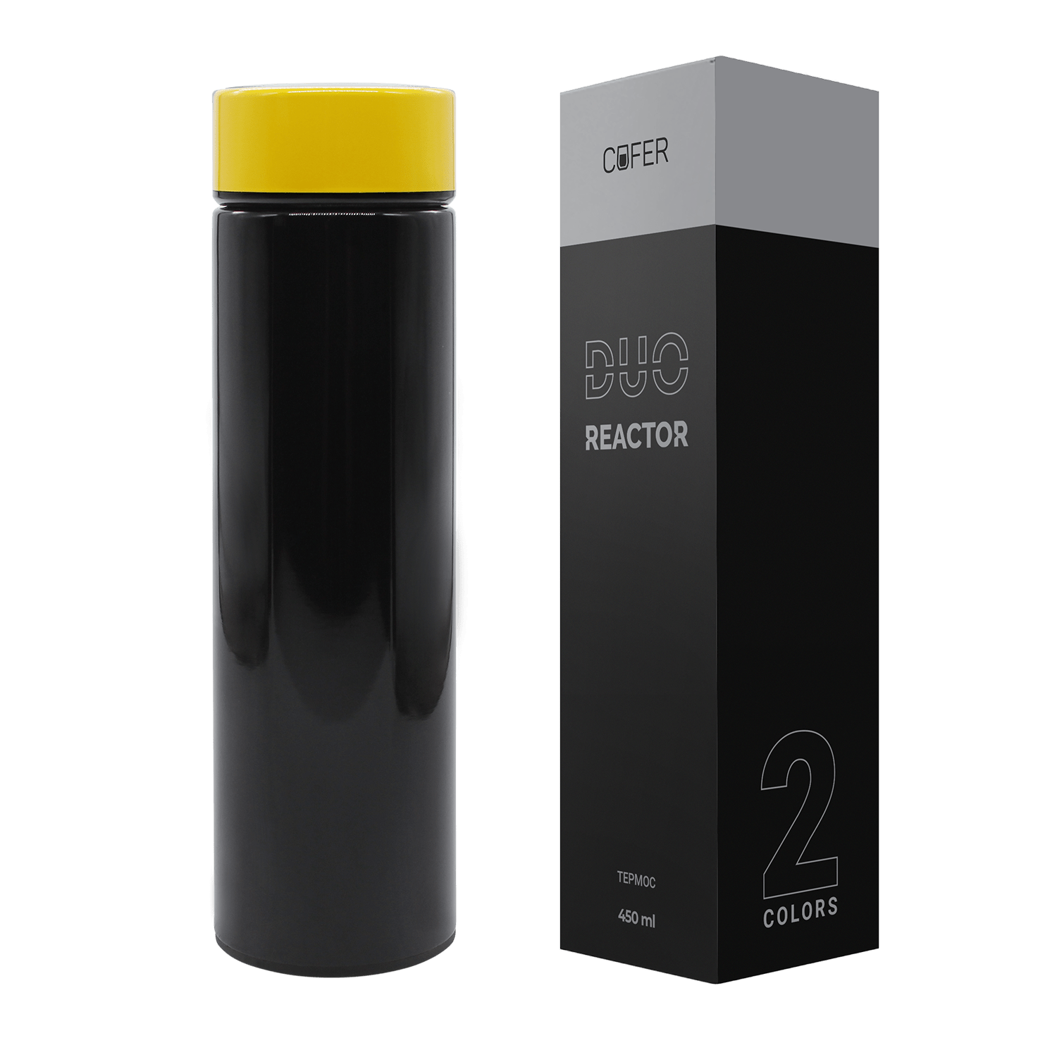 Термос Reactor duo black с датчиком температуры (черный с желтым)-2