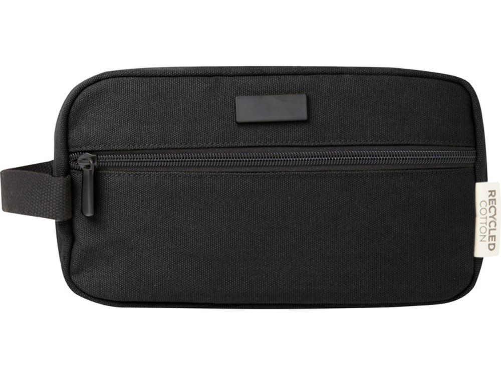 Косметичка Joey из холста, переработанного по стандарту GRS, объемом 3,5 л, сплошной черный-1