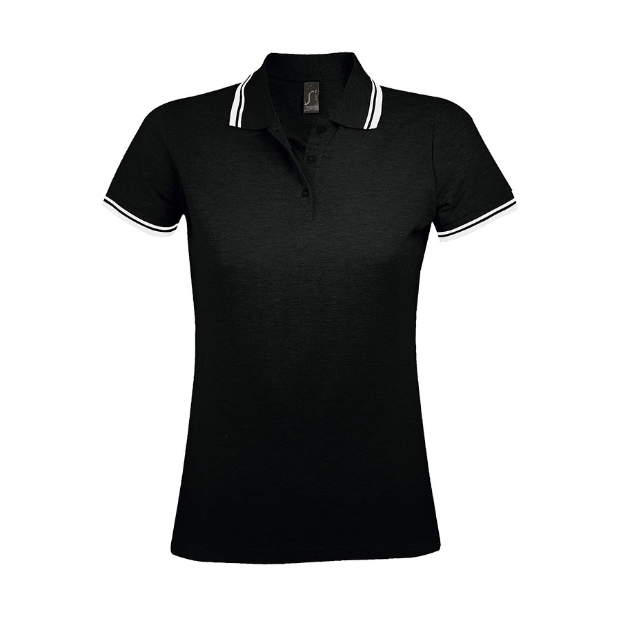 Поло женское PASADENA WOMEN 200, черный, белый-0
