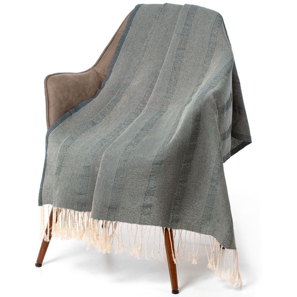 Плед «Сенеж», серо-синий-1