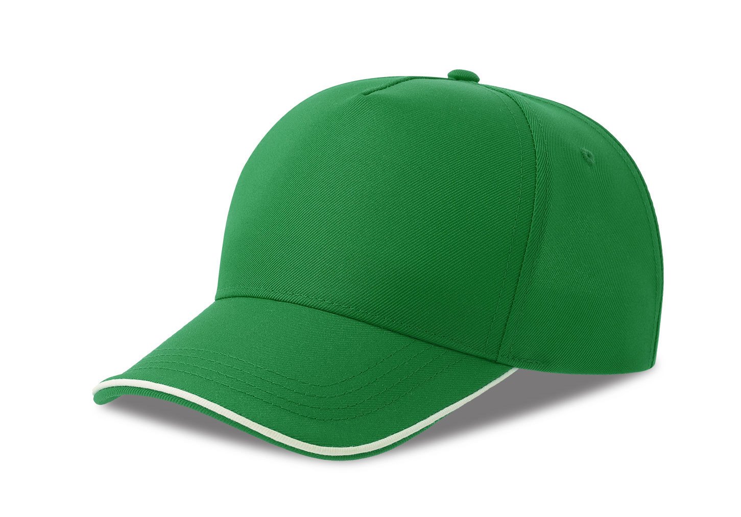 Бейсболка RECY FIVE PIPING, 5 клиньев, застежка-липучка, зеленый, белый-0